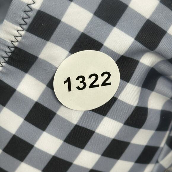 Womens Swimsuit Large Black and White Gingham Halter Tie Deep V Neck One Piece - Picture 9 of 9